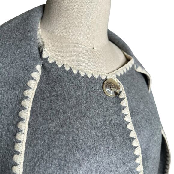 QUINCE Double Faced Merino Wool Scarf Coat Heather Grey Women's Size XL Neutral - Picture 8 of 11